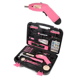 女性向け　ピンクの工具セット　充電ドライバー付